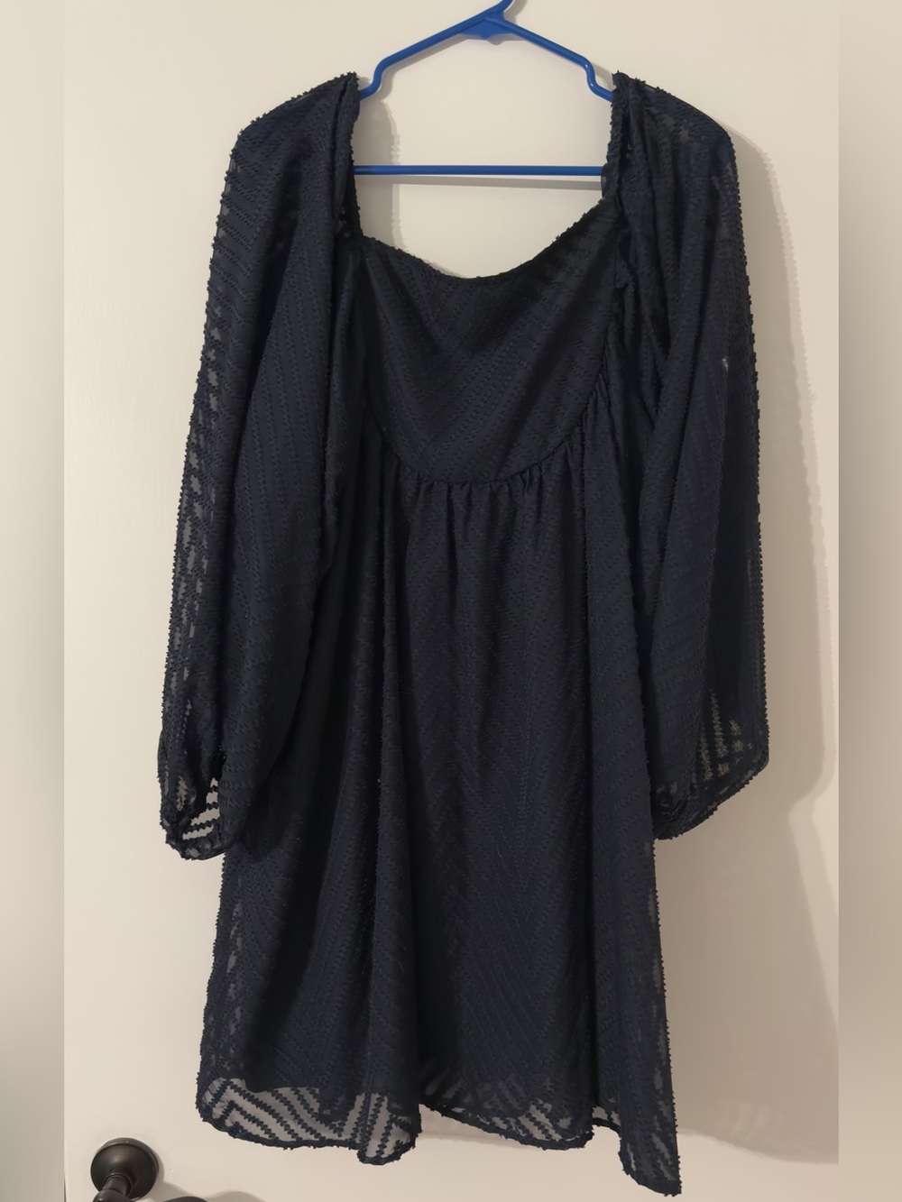 Navy Lace Peasant Dress - Women
